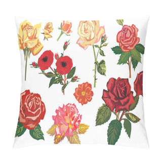 Personality  Red And Yellow Rose Branches Pillow Covers