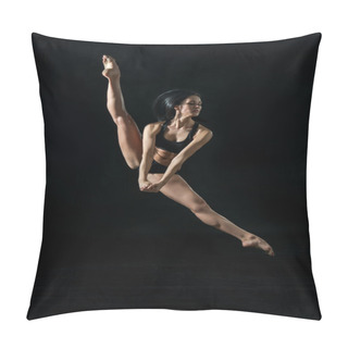 Personality  Young Ballet Dancer Dansing On White Background Pillow Covers