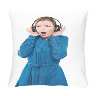 Personality  Shocked Girl With Headphones Pillow Covers