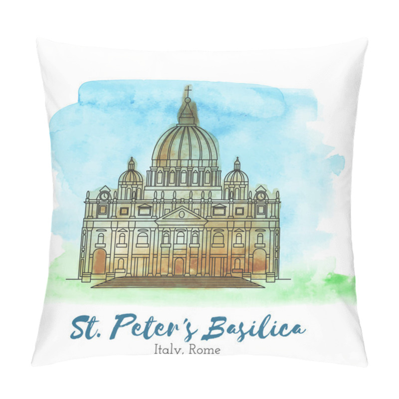 Personality  St. Peters Basilica In Black Thin Line  Pillow Covers