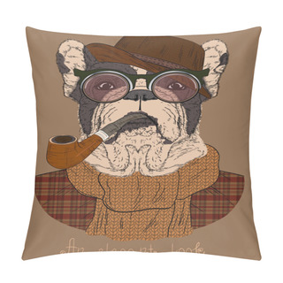 Personality  French Bulldog With Tobacco Tube And Glasses Pillow Covers