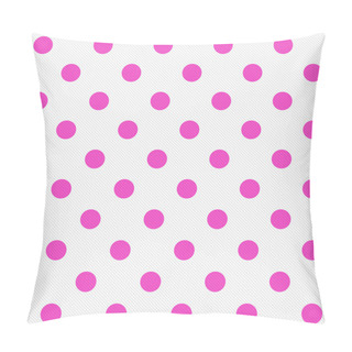 Personality  Bright Pink Polka Dots On White Textured Fabric Background Pillow Covers