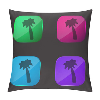 Personality  Black Palm Tree Four Color Glass Button Icon Pillow Covers