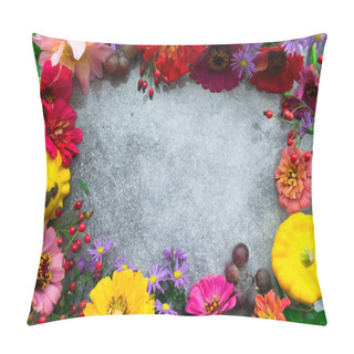 Personality  Autumn Flowers Frame, Place For Text. Top View Pillow Covers