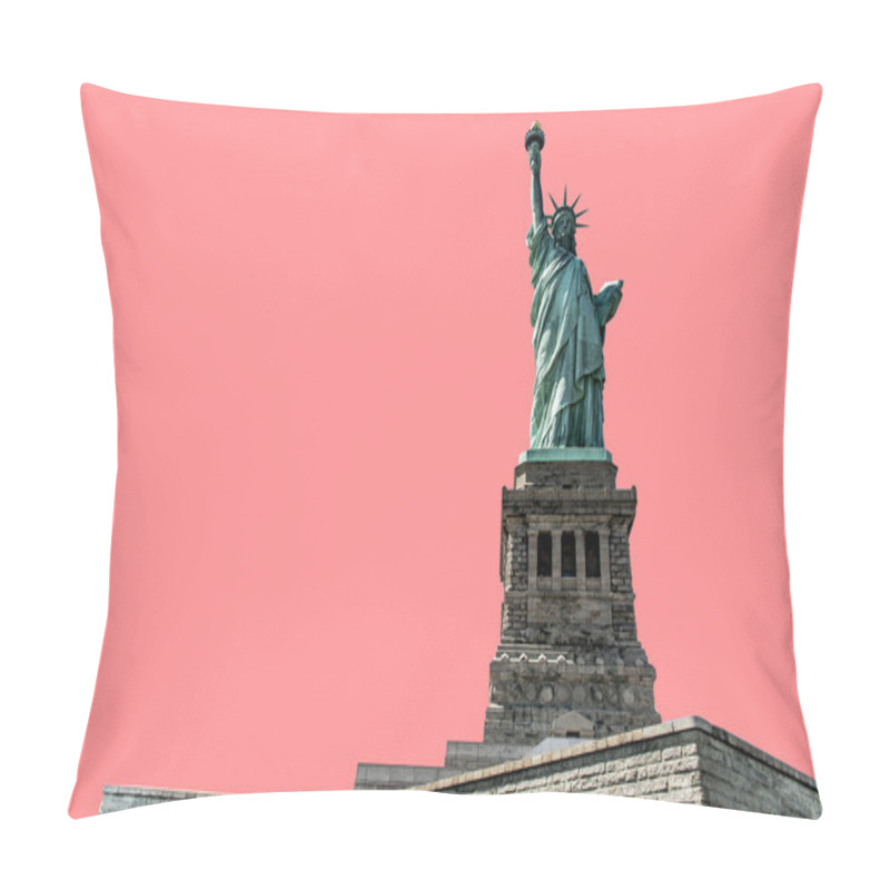 Personality  isolated Statue of Liberty on pink background New York City USA pillow covers