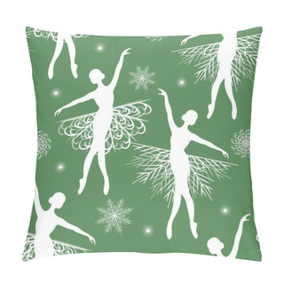 Personality  Seamless Pattern With The Ballerina And Snowflakes Pillow Covers