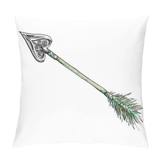 Personality  Old Arrow Isolated On White. Hand Drawn Illustration. Watercolor Painting Pillow Covers