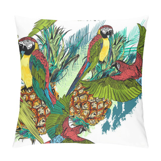 Personality  Beautiful Tropical Pattern With Colorful Parrots And Pineapples Pillow Covers