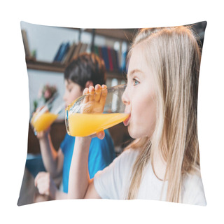Personality  Girl Drinking Orange Juice Pillow Covers