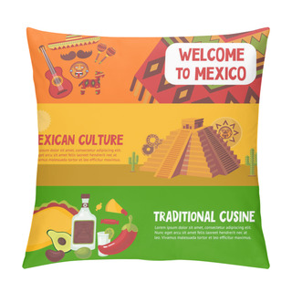 Personality  Colorful Mexico Horizontal Banners Pillow Covers