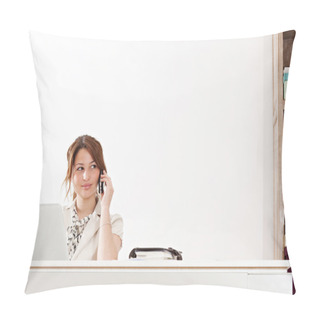 Personality  Businesswoman Sitting In Office Pillow Covers
