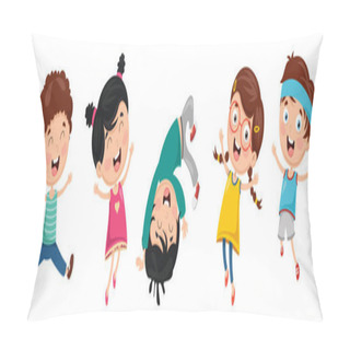Personality  Vector Illustration Of Kids Playing Pillow Covers