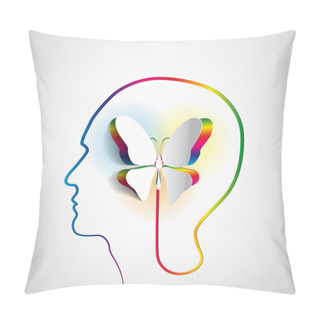 Personality  Human Head With Paper Butterfly Pillow Covers