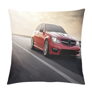 Personality  Fast Drive Red Sport Car Speed On The Road Mercedes-benz Pillow Covers