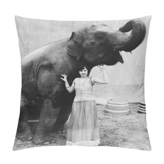Personality  Portrait Of A Young Woman Standing Under An Elephant Pillow Covers