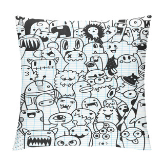 Personality  Hand Drawn Aliens And Monsters Cartoon Doodle Pillow Covers