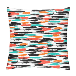Personality  Pattern With Thick Brushstrokes And Thin Stripes Pillow Covers