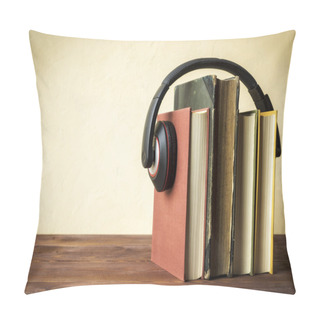 Personality  Pile Of Books With Headphones Pillow Covers