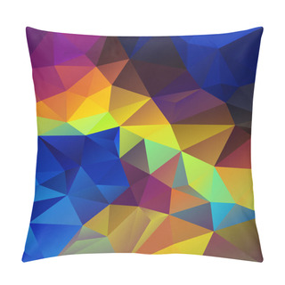 Personality  Vector Abstract Irregular Polygonal Square Background - Triangle Low Poly Pattern - Vibrant Rainbow Neon Holographic Color  Pillow Covers