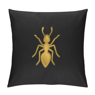 Personality  Ant Gold Plated Metalic Icon Or Logo Vector Pillow Covers