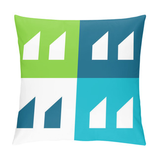 Personality  Blocks With Angled Cuts Flat Four Color Minimal Icon Set Pillow Covers