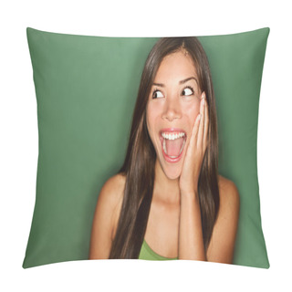Personality  Woman Excited Looking To The Side Pillow Covers
