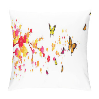 Personality  Set Of Bright Colorful Butterflies Isolated On White Background Pillow Covers