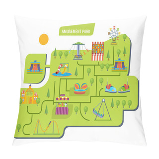 Personality  Amusement Park For Children With Carousels, Roller Coaster, Attractions. Pillow Covers