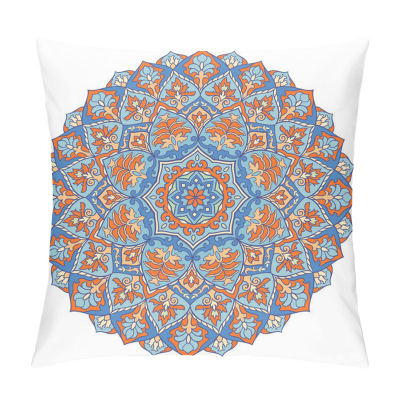 Personality  Blue And Orange Oriental Mandala. Pillow Covers