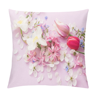 Personality  Beautiful Spring Flowers On Paper Background Pillow Covers