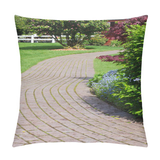 Personality  Winding Garden Path With White Fence Pillow Covers