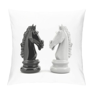 Personality  Black Knight Chess And White Knight Chess Confront Each Other Pillow Covers