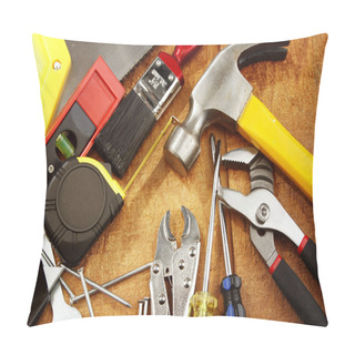 Personality  Assorted Work Tools On Wood Pillow Covers
