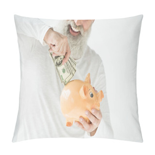 Personality  Man With Dollars And Piggy Bank Pillow Covers