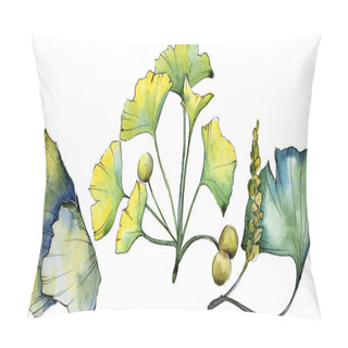 Personality  Green Leaf Ginkgo. Leaf Plant Botanical Garden Floral Foliage. Isolated Illustration Element. Pillow Covers