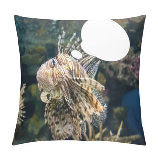 Personality  Funny Picture With Bubble Idea Lionfish. Pterois Volitans. Pillow Covers