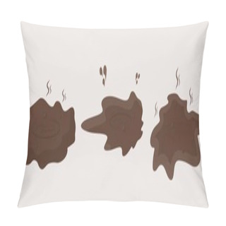 Personality  Puddles Of Mud Set. Spilled Puddle Of Brown Chocolate Color Surface Splashed With Coffee. Pillow Covers