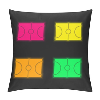 Personality  Basketball Four Color Glowing Neon Vector Icon Pillow Covers