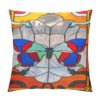 Personality  Stained Glass - A Butterfly 2 Pillow Covers