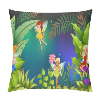 Personality  A Garden With Four Fairies Pillow Covers