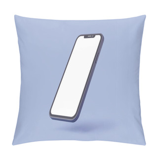 Personality  Smartphone Mockup. Mobile Phone With Blank Screen Isolated On Blue Pillow Covers