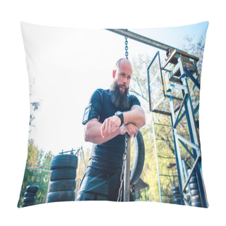 Personality  Man Taking A Break During Workout Pillow Covers