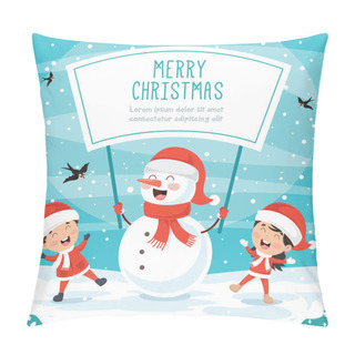 Personality  Christmas Greeting Card Design With Cartoon Characters Pillow Covers