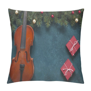Personality  Old Violin And Fir-tree Branches With Christmas Decor. Christmas Pillow Covers