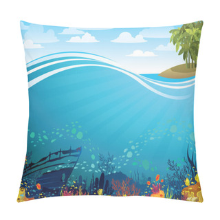 Personality  Coral Reef With Sunken Ship Under The Island Pillow Covers