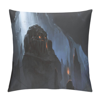 Personality  Dark Castle Inside The Cave, 3D Illustration. Pillow Covers