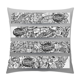 Personality  Cartoon Vector Hand-drawn Sketchy Trace Doodle Cinema Banners Design Pillow Covers