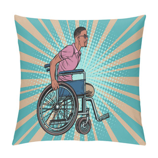 Personality  Legless African Man Disabled Veteran In A Wheelchair Pillow Covers