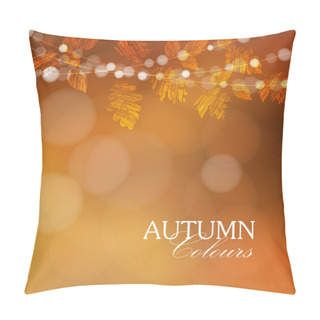Personality  Autumn, Fall Background With Leaves And Lights, Vector Pillow Covers