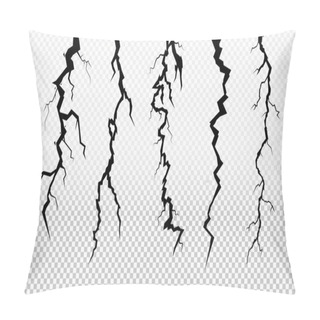 Personality  Set Of Crack In Surface. Rift In Earth. Flat For Instant Color Change. Realistic Fracture In Wall. Vector Illustration. Isolated On Transparent Background Pillow Covers